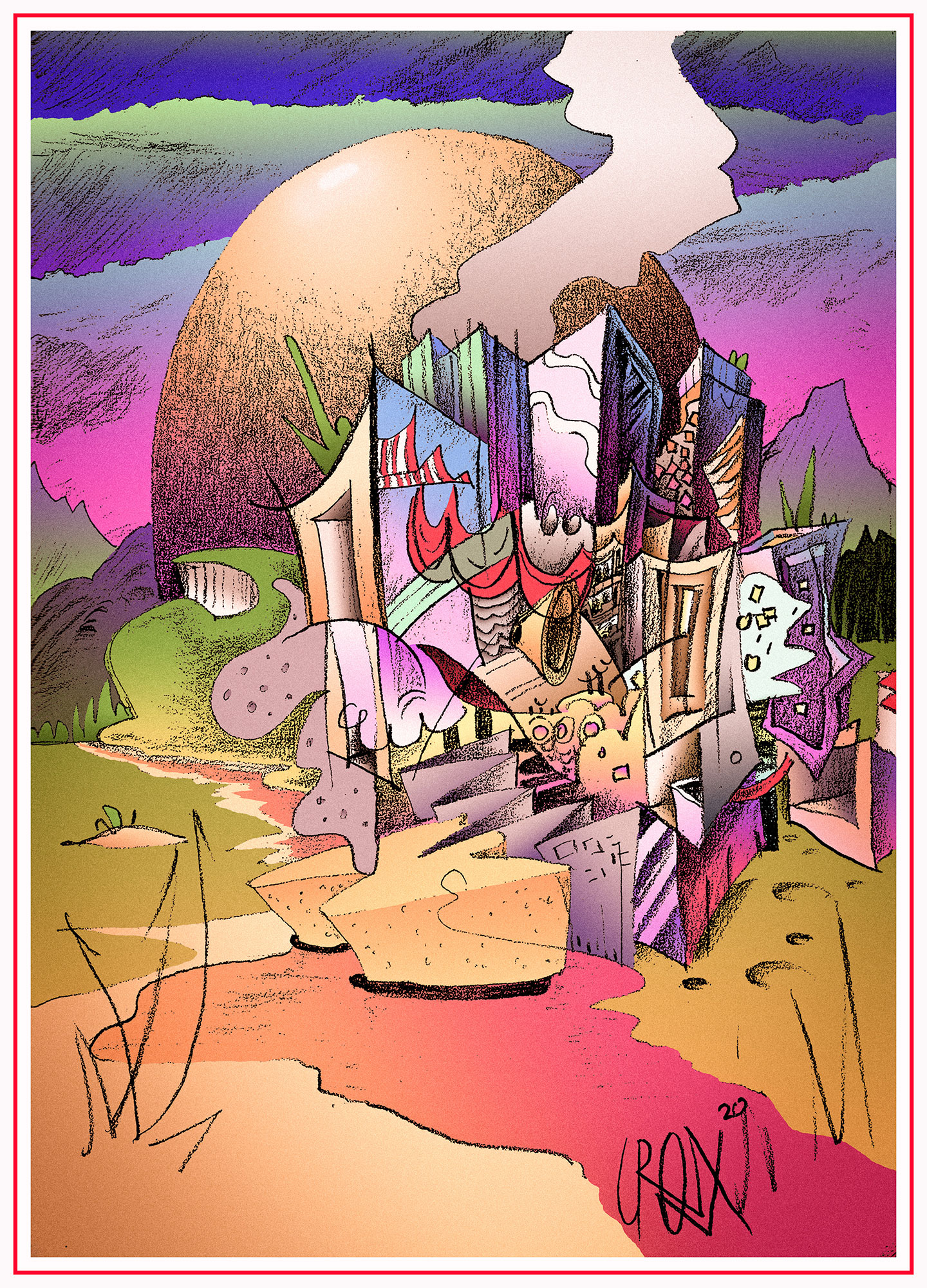 Digitally painted pencil drawing (dimensions variable) 2021