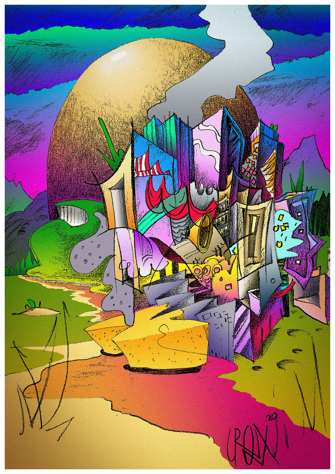  Digitally painted pencil drawing(dimensions variable) 2021