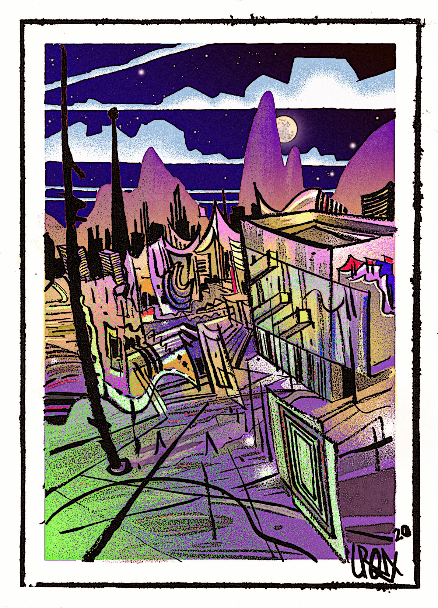 Digitally painted sumi drawing (dimensions variable) 2021